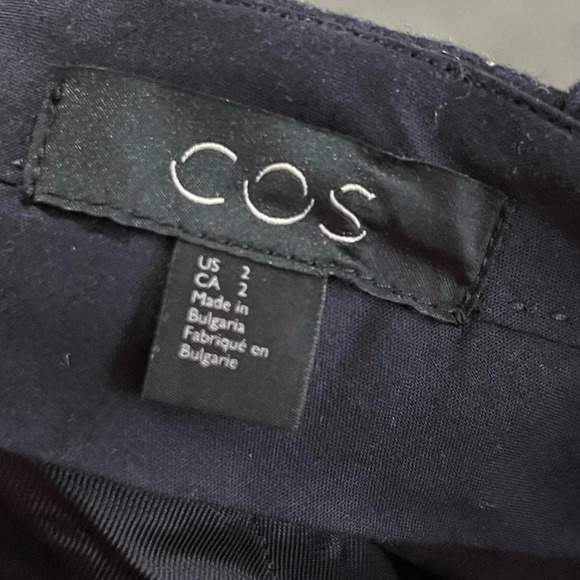 COS Navy Blue Wool Straight Leg Dress Trousers 2 - Picture 4 of 4